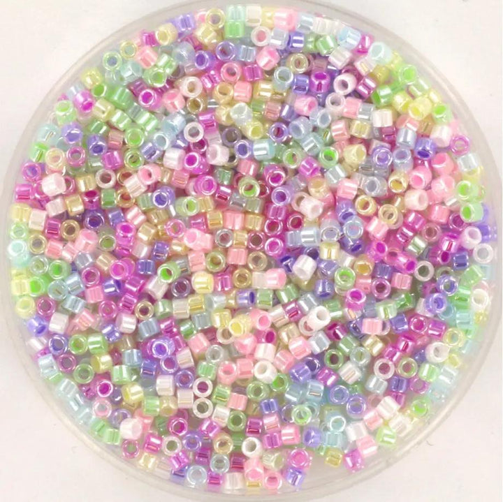 Miksede glasperler, miyuki delica beads, ceylon soft 1 Krea