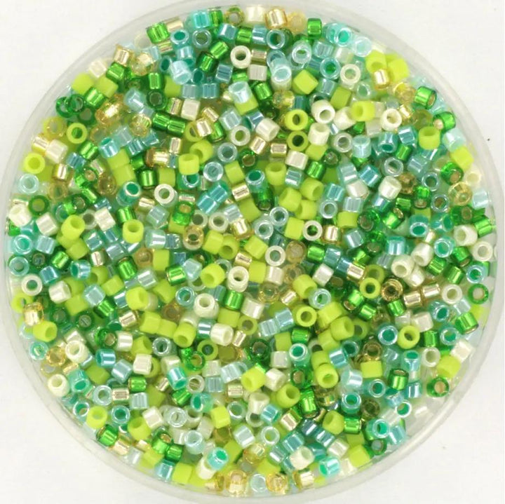 Blandede glasperler, miyuki delica beads, happy fields mix Krea