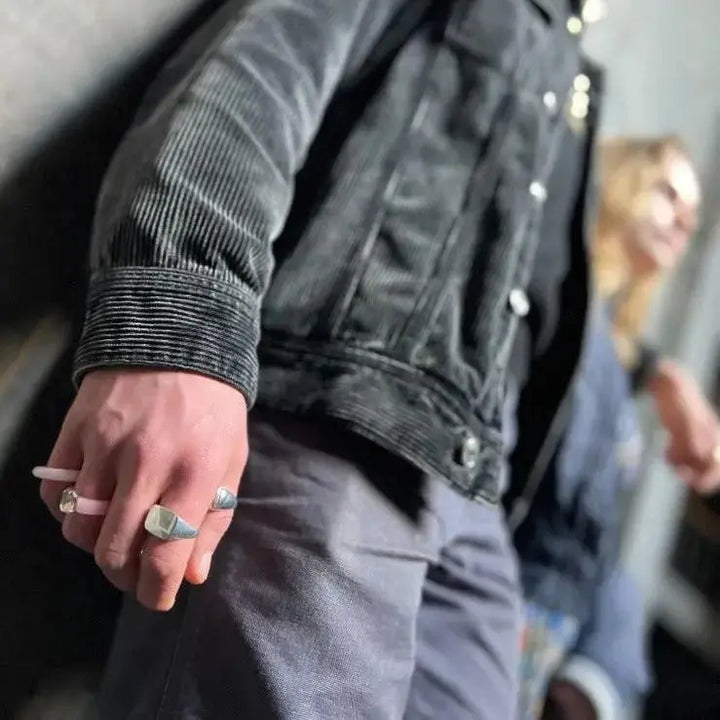 Fingerring, stor signet ring, sterlingsølv 