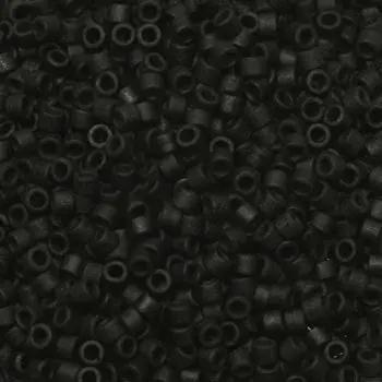 Sorte glasperler, miyuki delica beads, opaque matte black Krea
