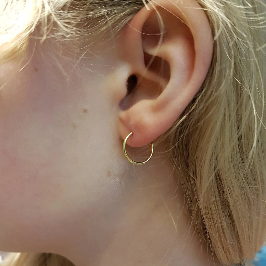 Øreringe, hoops, 14 mm, forgyldt sterlingsølv 