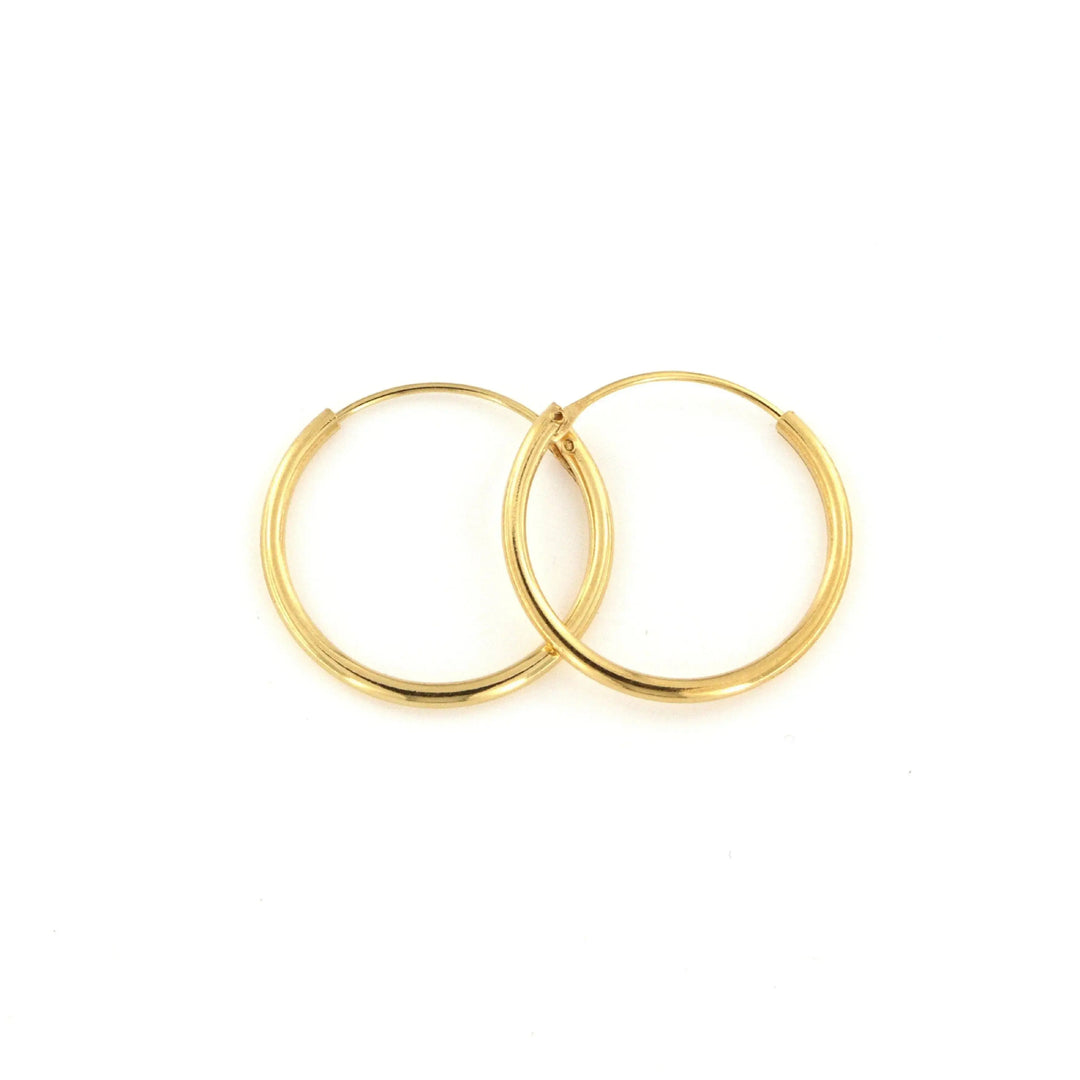 Øreringe, hoops, 18mm, forgyldt sterlingsølv 
