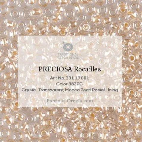 Brune glasperler, preciosa, pastel lined mocca pearl crystal, storkøb Preciosa