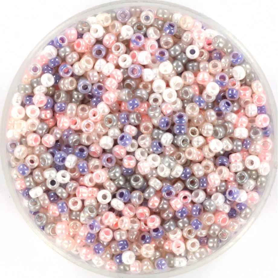 Blandede glasperler, miyuki rocailles seed beads, moonwalk mix Krea