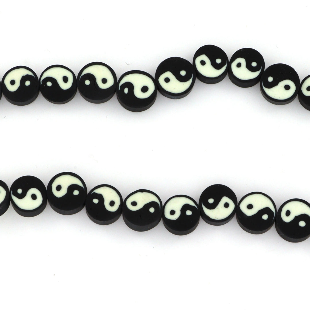 Diverse perler, yin og yang gummiperle, 10 x 4mm Greece